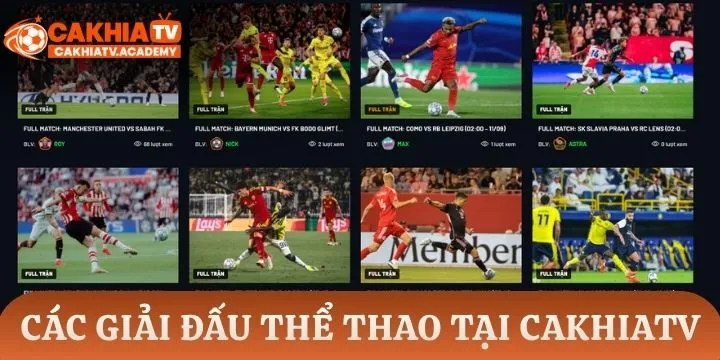 Các giải đấu danh giá góp mặt tại Cakhiatv