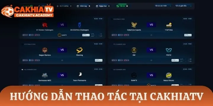 Hướng dẫn thao tác tại Cakhiatv cho người mới