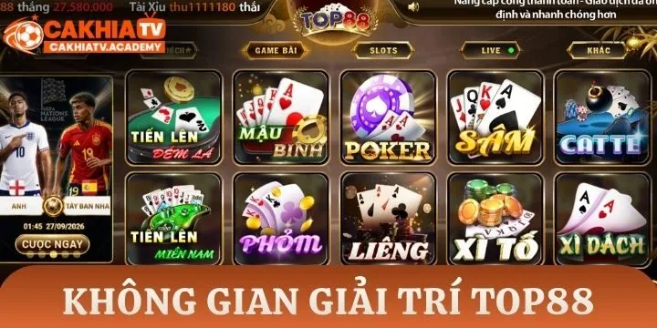 Khám phá không gian giải trí tại Top88